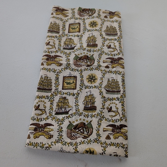 Vintage Other - Vintage Nautical Sailboat Fabric – Ships, Anchors & Eagles Dolphin Inn Motif